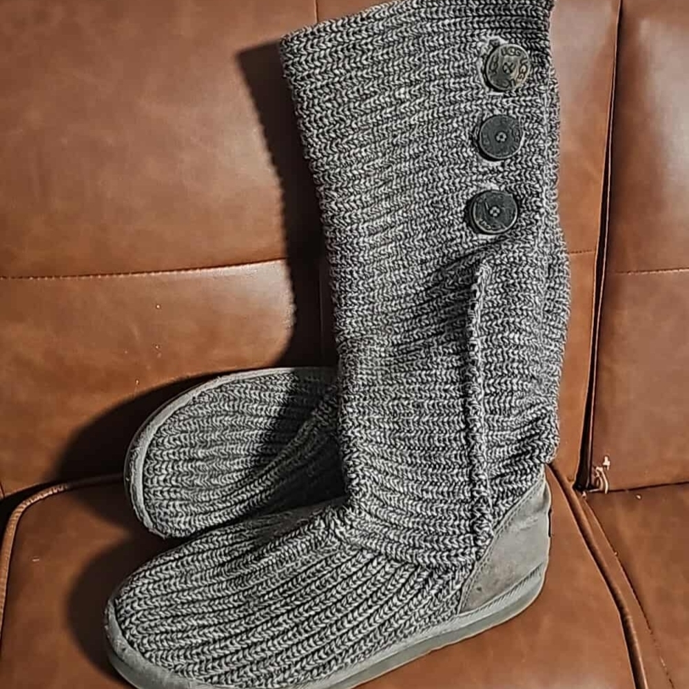 UGG Charcoal Knit Boots with Buttons